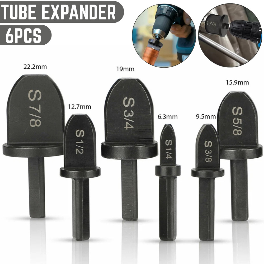 6x Swaging Tool Drill Bit Set Air Conditioner Copper Pipe Flaring Tube Expander