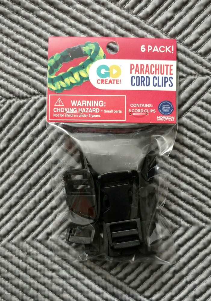 Go Create - Parachute Cord Clips - 6 Pack - Black