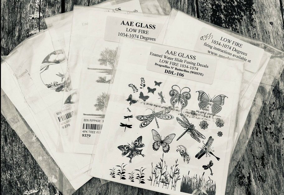 AAE CHRISTMAS DECALS - Low Fire Fusing Decal Sheet - WHITE ENAMEL