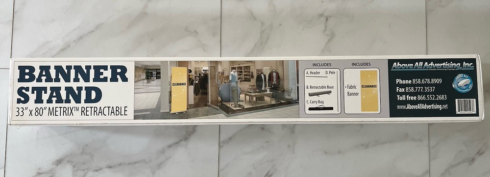 33" x 80" Retractable Roll Up Banner Stand+Pop up with Case