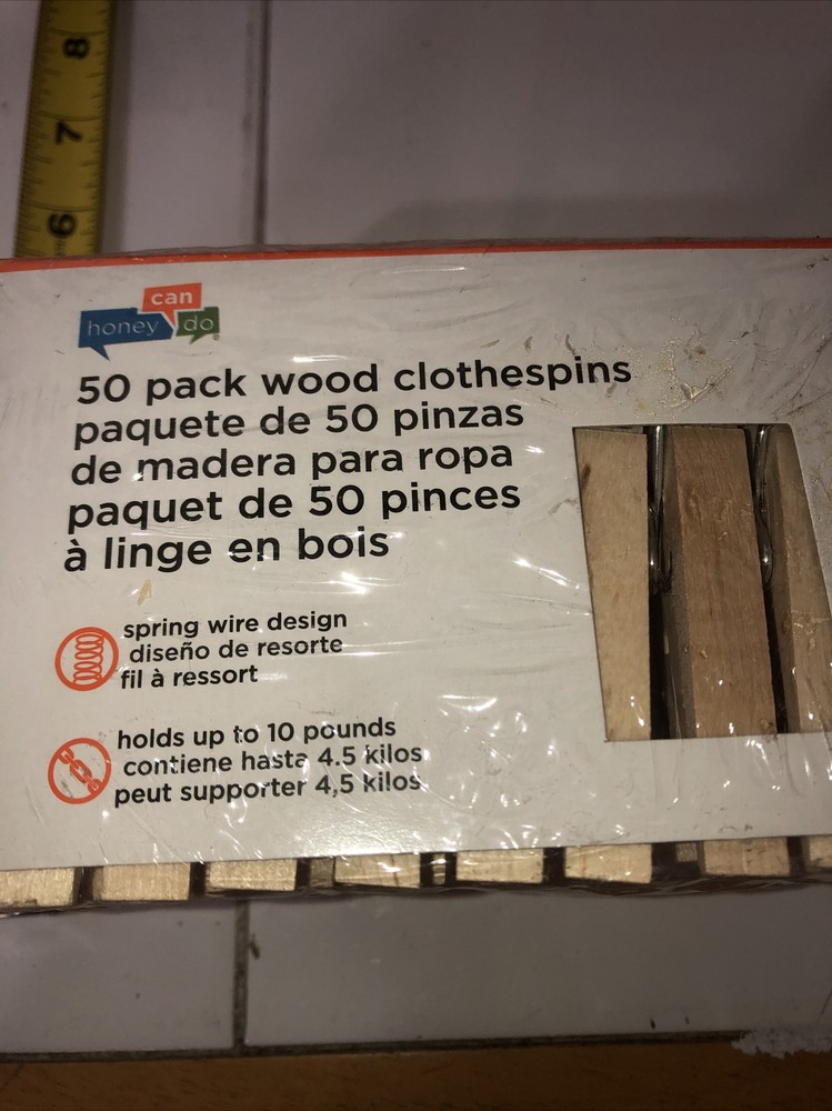 Honey Can Do! Wooden Spring Clothespins 50 Count