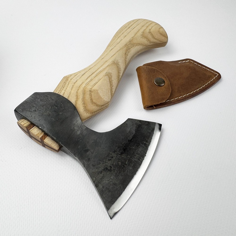 Small Hand-Forged Axe – 52100 Carbon Steel, Ash Handle, Bowl Carving Tool
