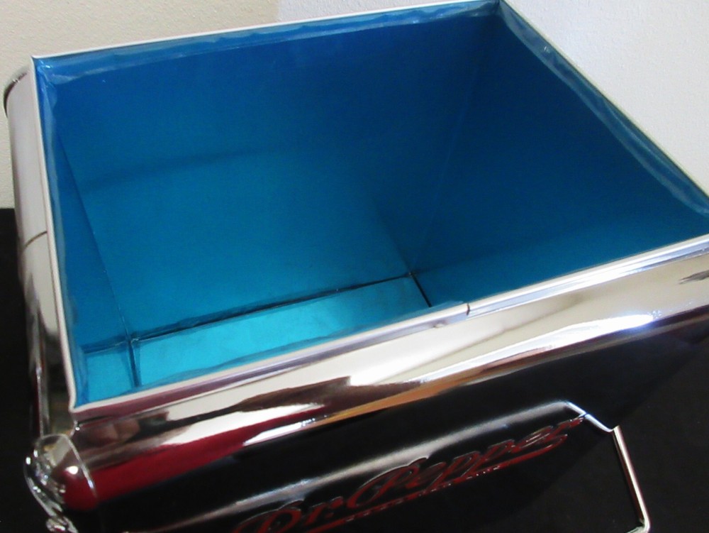 DR PEPPER Six Pack Soda Chrome Cooler Embossed Lettering