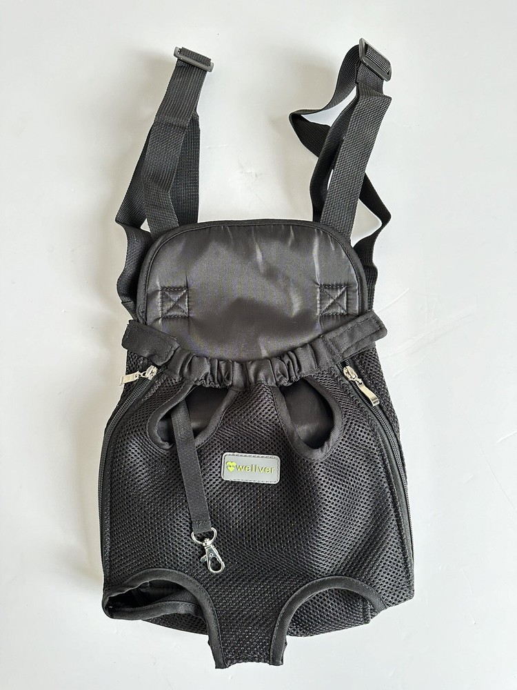 Wellver Pet Dog Front Carrier, Adjustable Shoulder Straps - Black - Medium