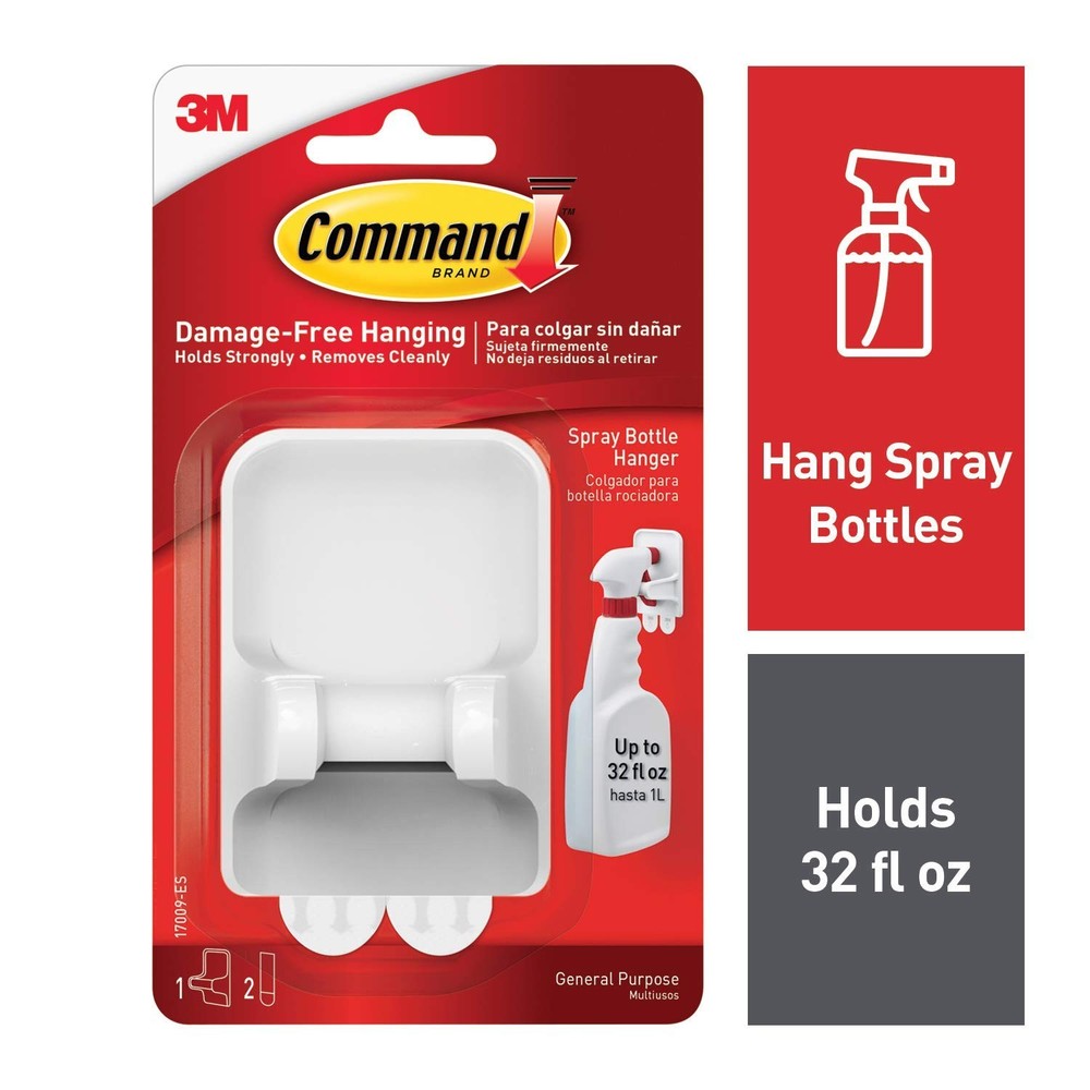 Command Spray Bottle Hangers, White/Gray, 2