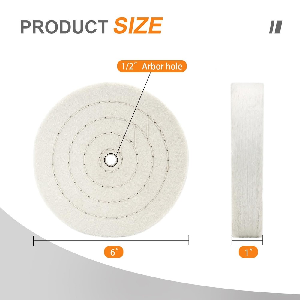 SCOTTCHEN 6 Inch 70 Ply Buffing Wheel 1/2 Arbor 2PCS
