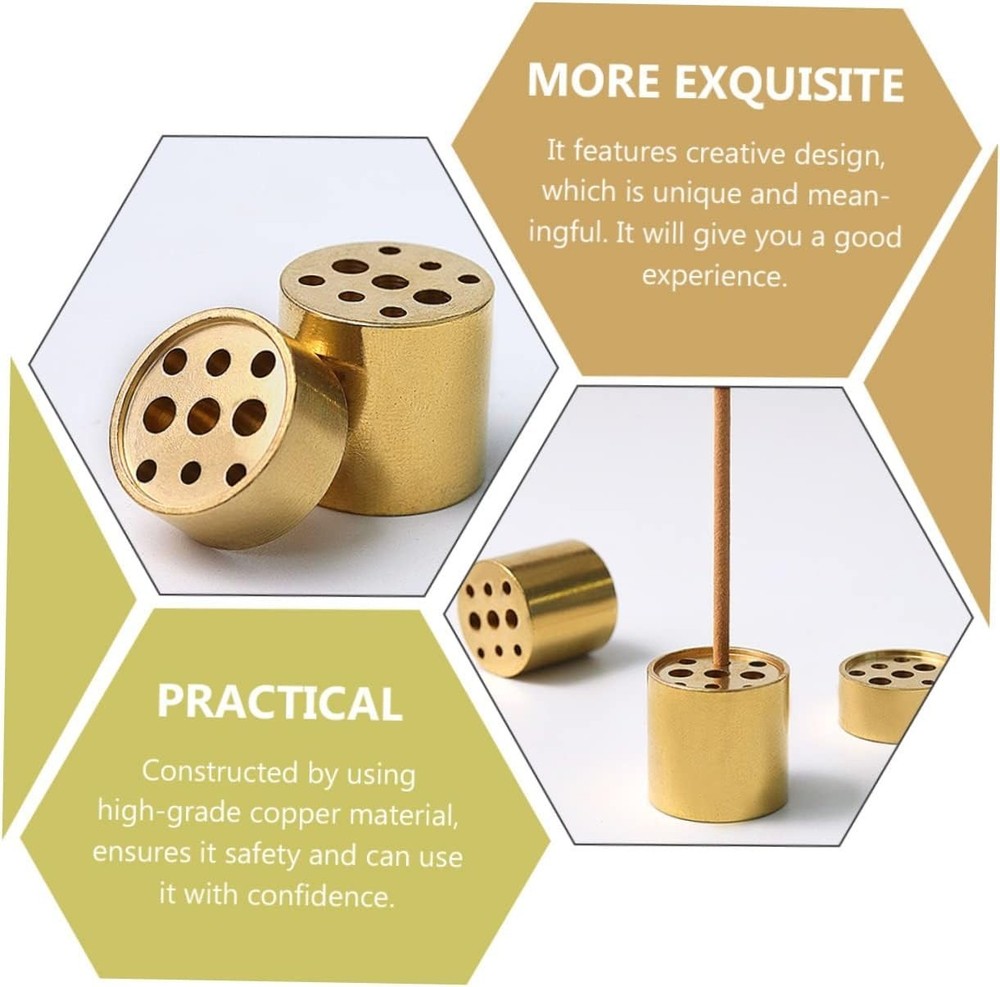 4pcs Copper Incense Holders, 9-Hole Multi-Hole Incense Stick Bases, Small Ret...