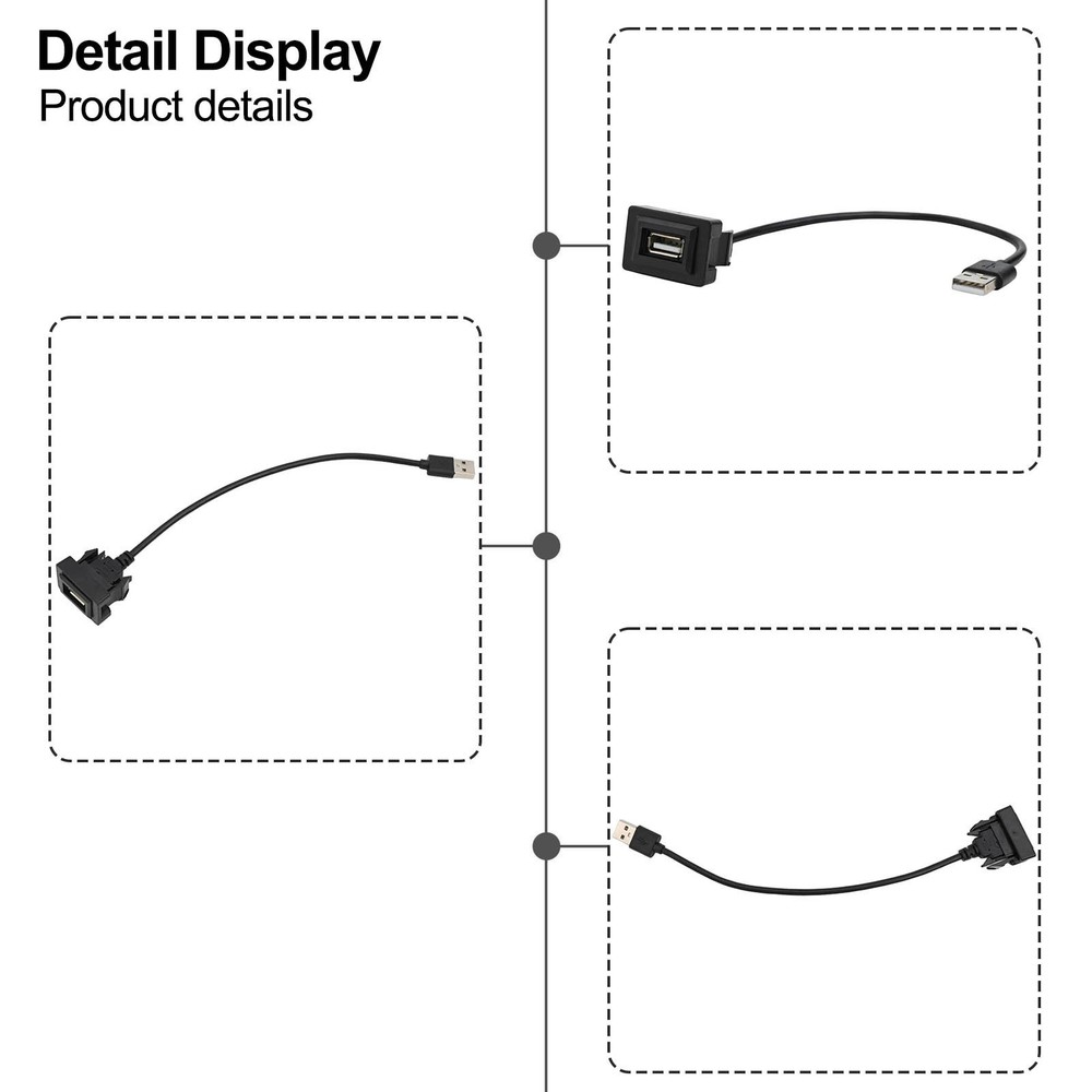 For Toyota USB Socket Cable with Minimum Cut Out Requirement Fits Models