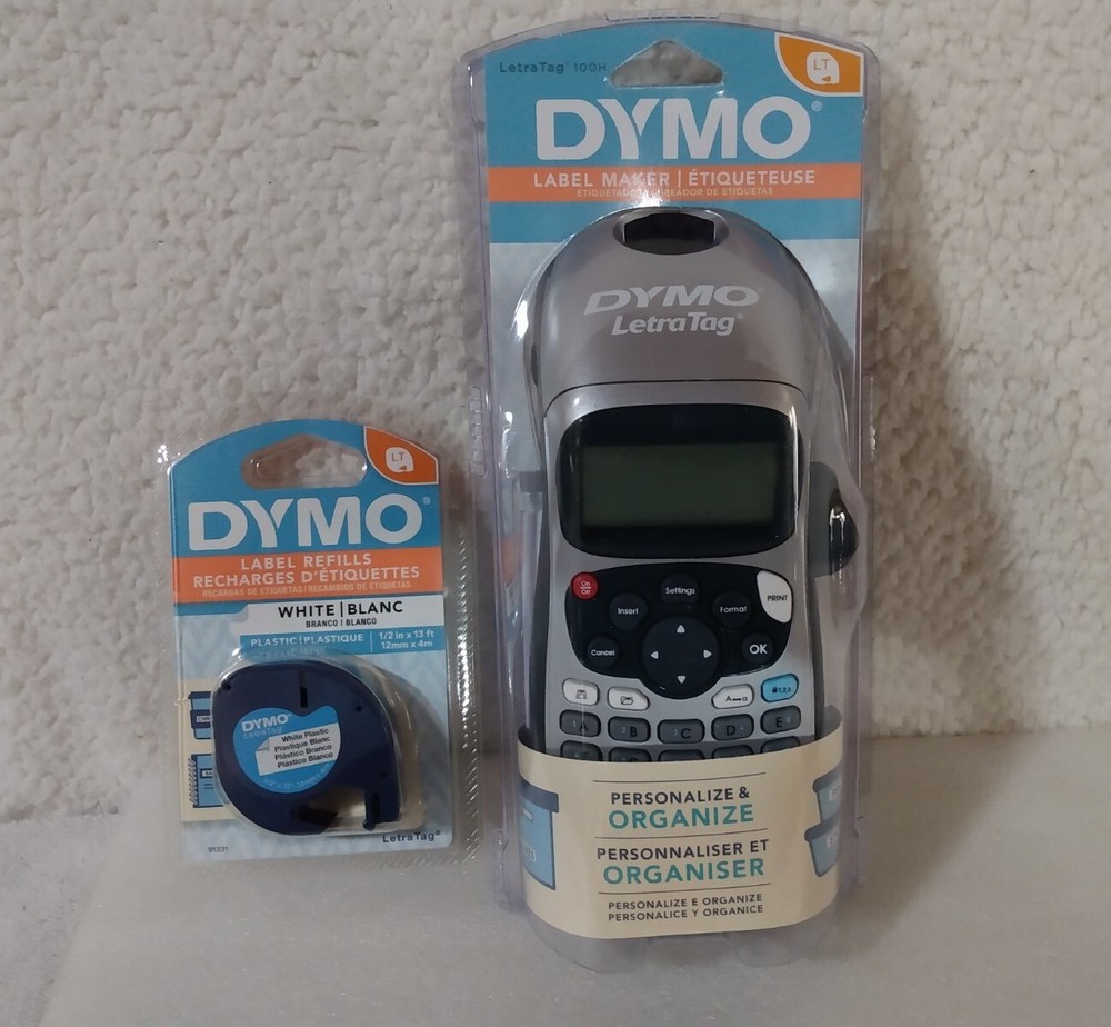 DYMO Portable Printer Handheld Label Maker Black Silver Letratag 100H w Labels