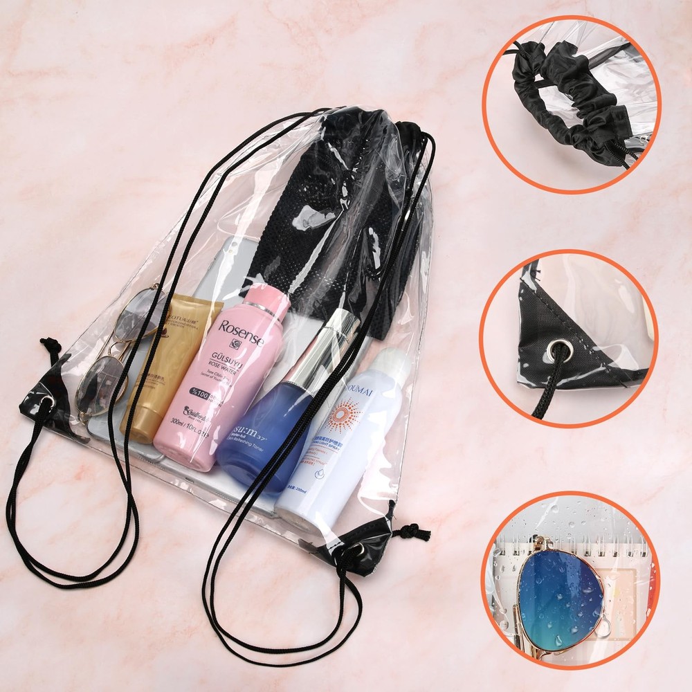 2 Pieces Clear Drawstring Bag for Stadium Concert Work Security Approved, Wat...