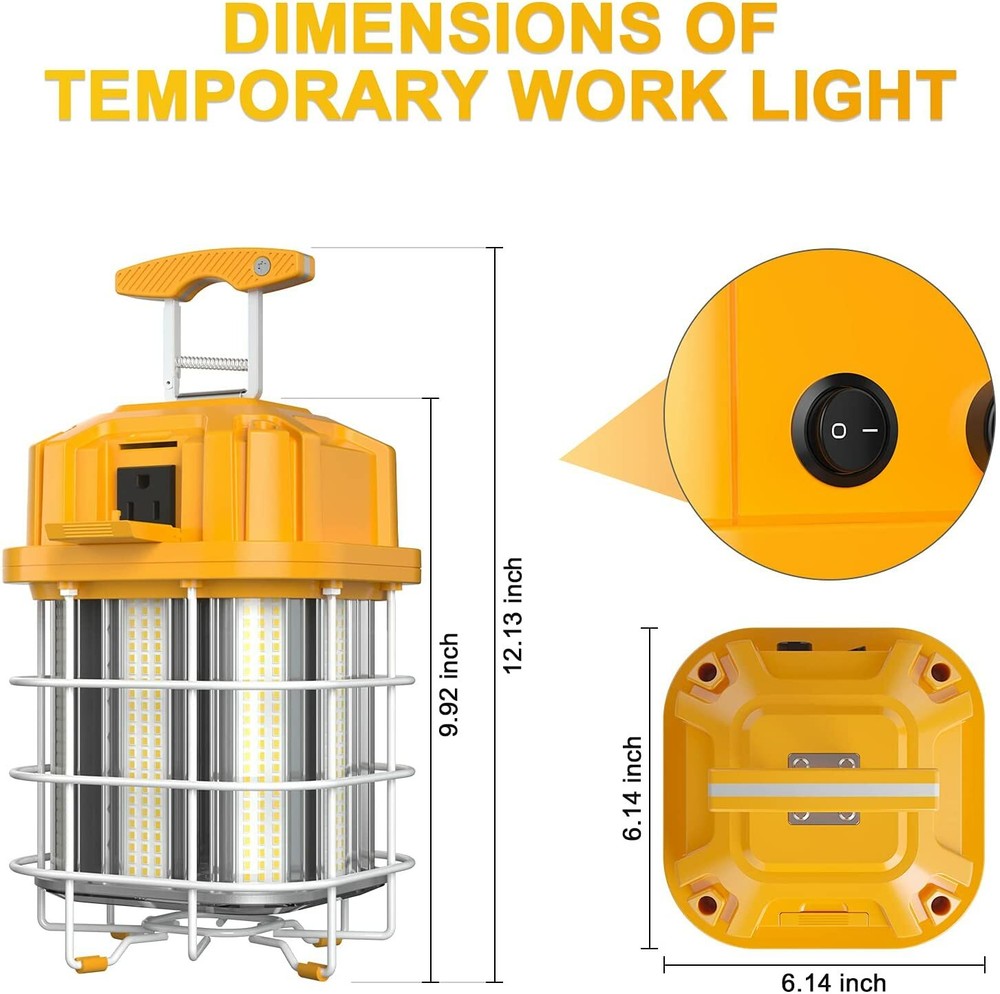 80W LED Temporary Work Light Linkable Construction Jobsite Light 5000K Daylight