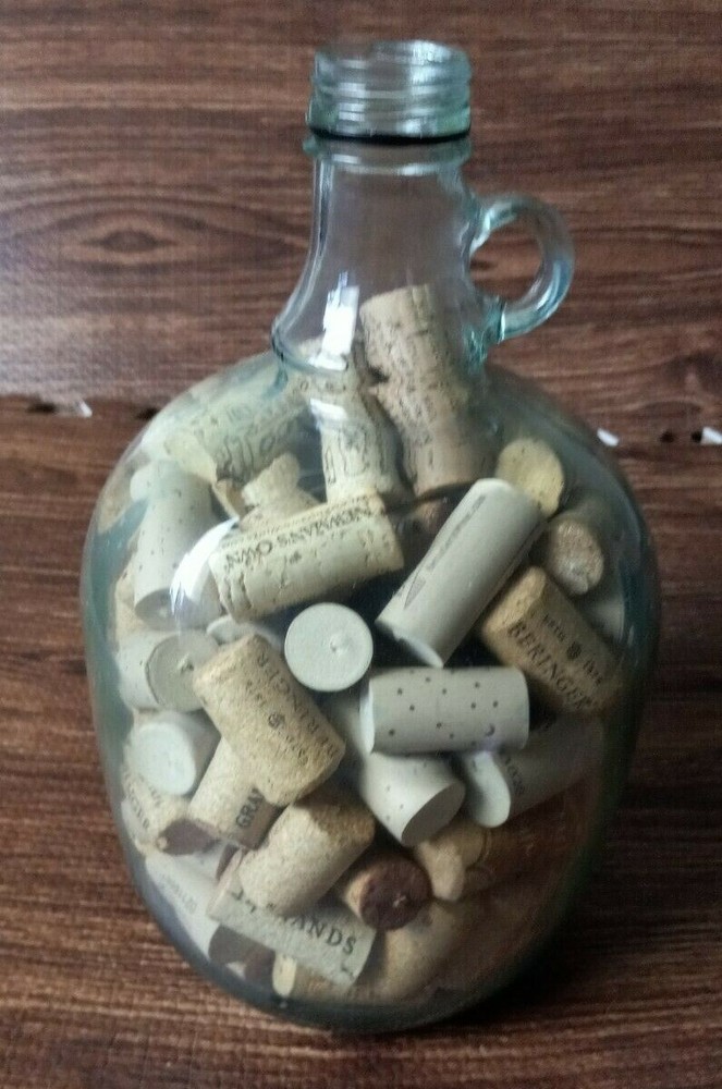 One Gallon Jar with Wine Corks Great for Home Decor