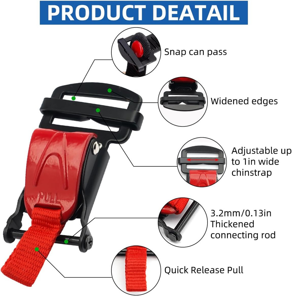 Helmet Quick Release Buckle Replacement Kit Compatible with Half, 3/4, Full Face