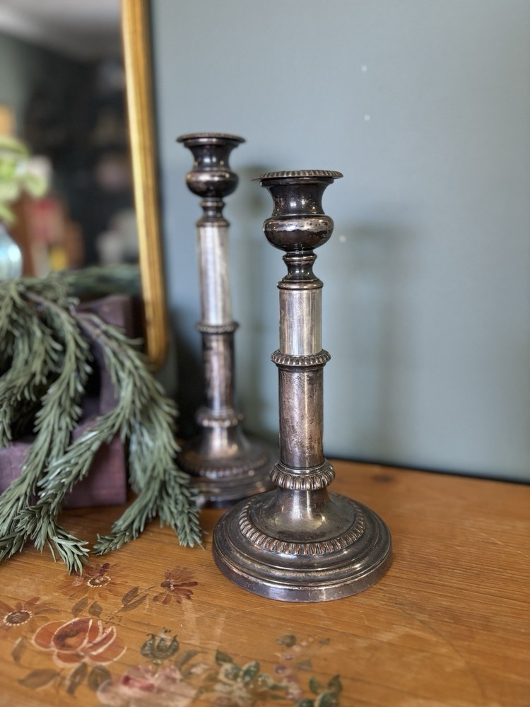 19 Century Sheffield Silver Plate Telescoping Candlesticks