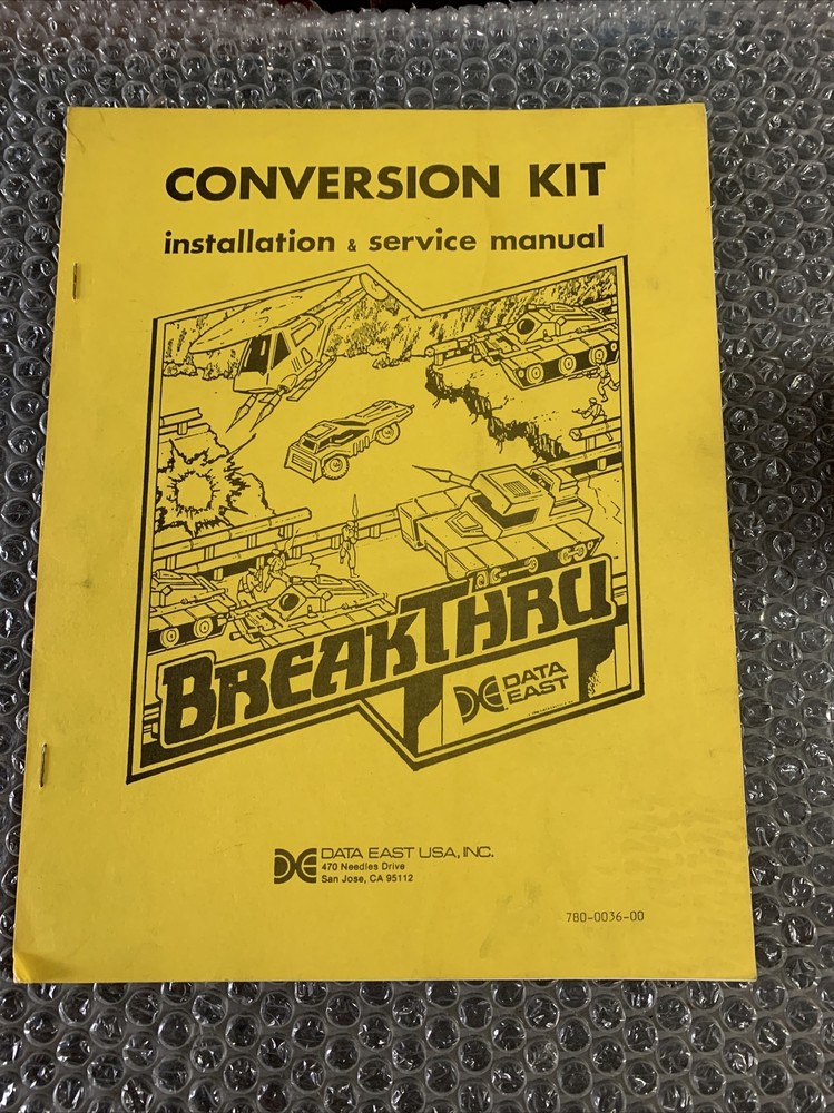Original  ARCADE  GAME  owners manual Break thru data East￼