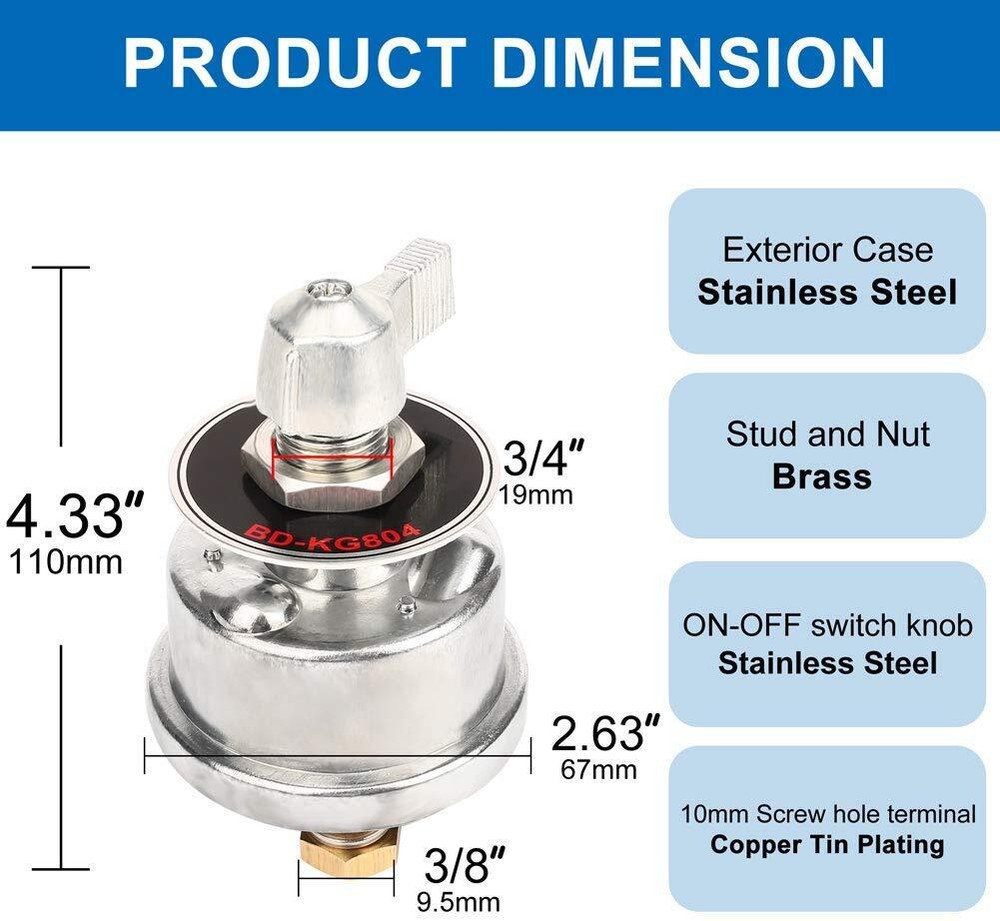 Master Battery Quick Disconnect Power Cut Shut Off Switch 2 post SPST Cut-Off