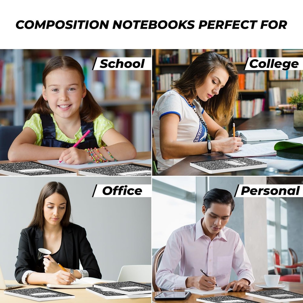 Rosmonde Graph Paper Composition Notebook, 5 Pack, 200 Pages (100 Sheets), Qu...