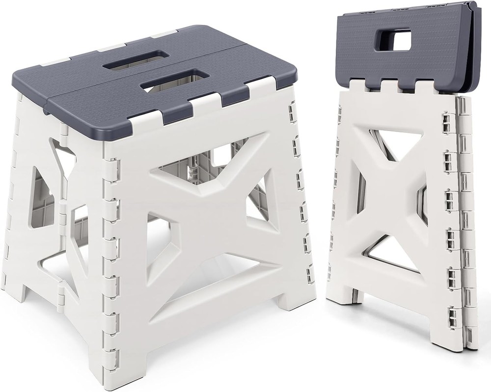 Foldable Step Stool 1 Pack 12.9” Tall up to 300 lb Sturdy Plastic Folding Step