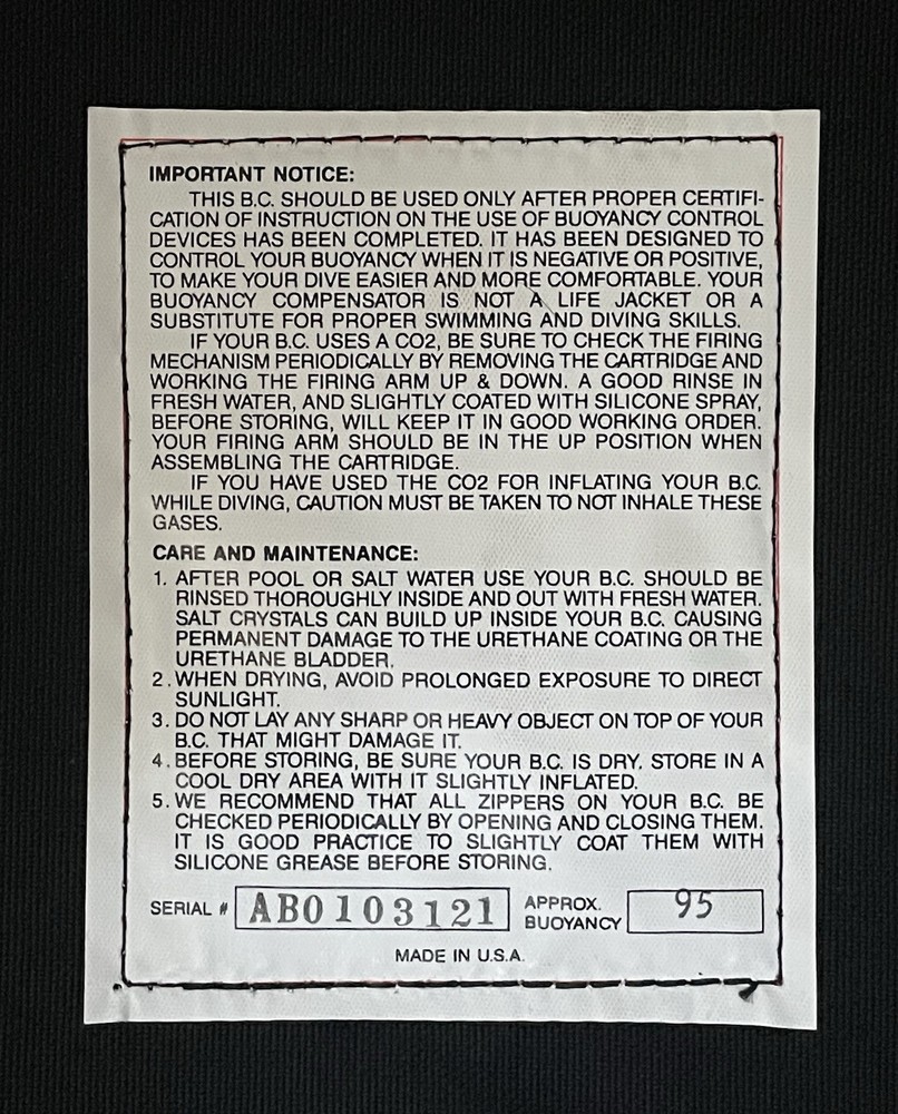 Scuba BC Wing Dual Bladder - Abyss Dive Systems