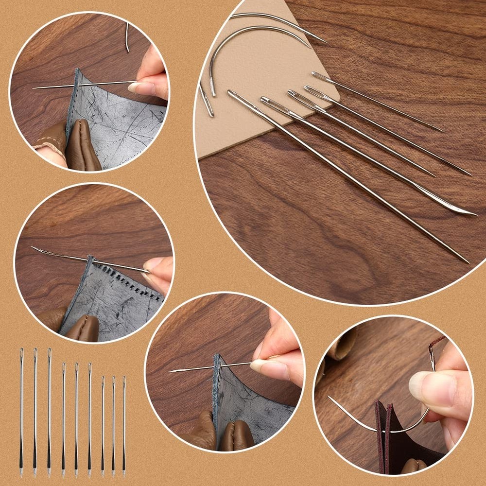 60 Pcs Leather Working Kit Leather Sewing Kit Leathers Craft Tools with Stora...