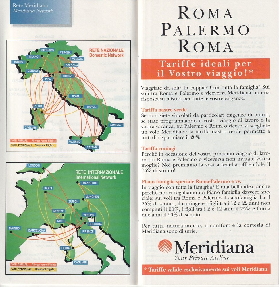 Meridiana timetable 1994/10/30