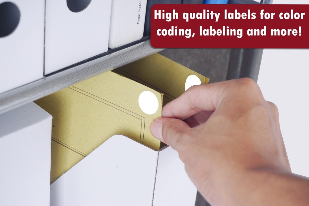 Color-Coding Labels in White Various Sizes 8MM-38MM (¼ " - 1 ½ ") 15 Sheets