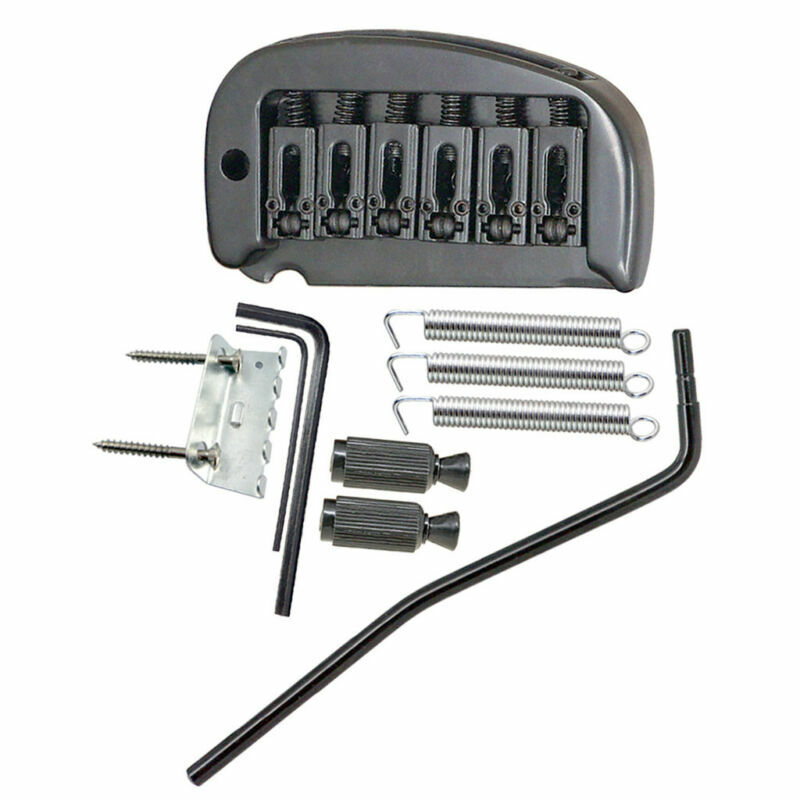 Set 6 String Roller Saddle Tremolo Bridge System for Electric Guitar Black