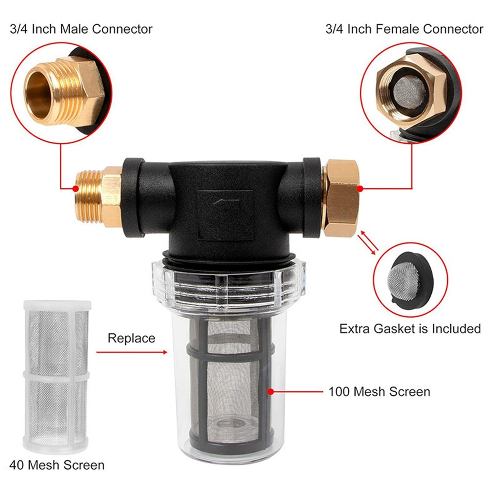Pressure Washer Pump Protector 80 PSI Max Replaceable Mesh Screen Debris Filter