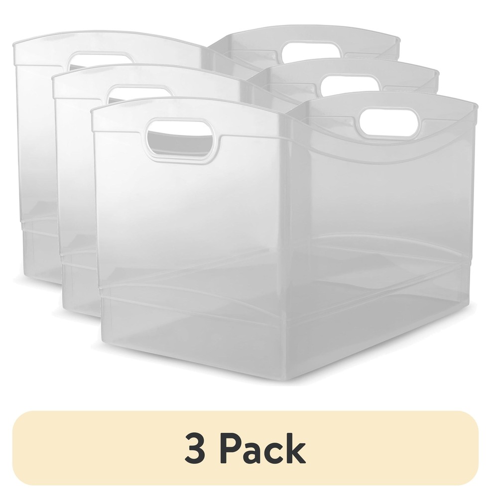 (3 pack) Mainstays Utility Storage Organizer Bin, Clear, 5" x 15"