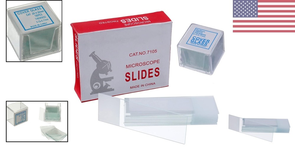 High-Quality Pre-Cleaned Microscope Slides and Cover Glasses Bundle with Drop...