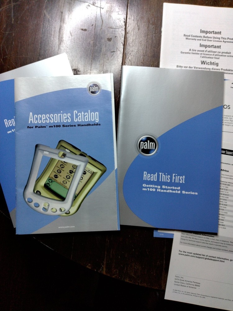 Palm m100 handheld instructions accessories registration no device