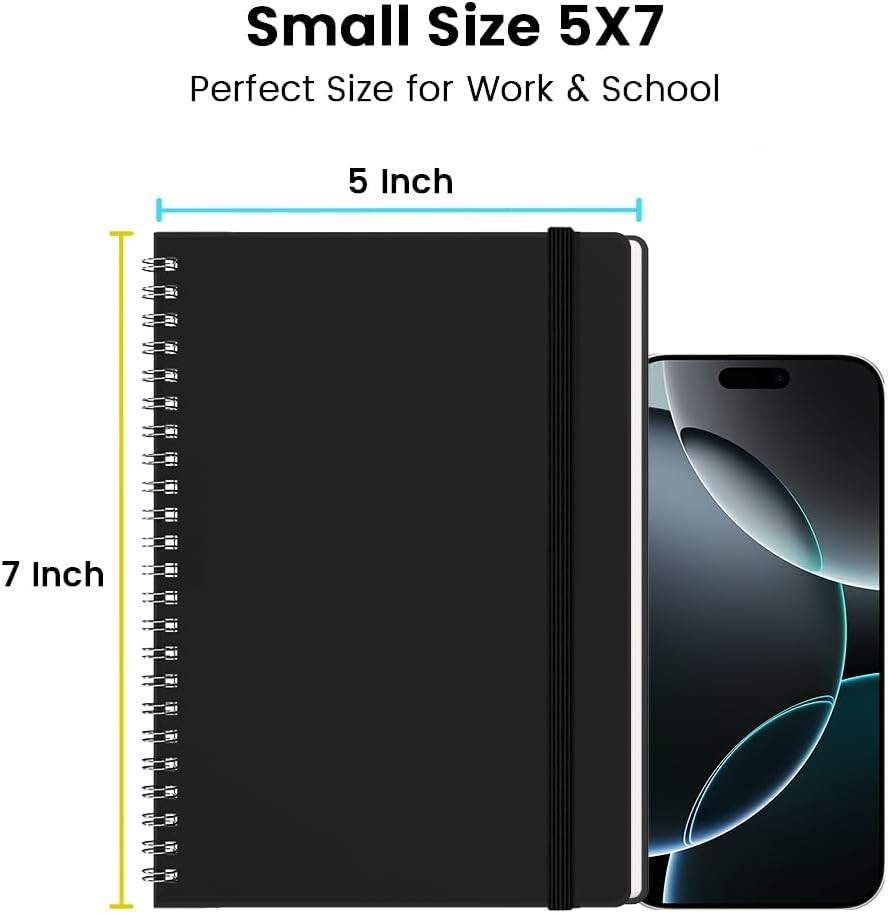 Spiral Journal Notebook - Small Size, Lined Journals for Writing,