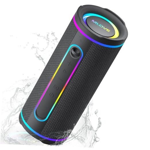 E80 Speakers Bluetooth Wireless, Portable Bluetooth Speaker with Aux Black
