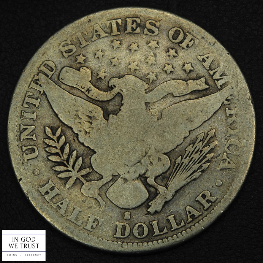 1896 S Barber Silver Half Dollar 50C - Cleaned