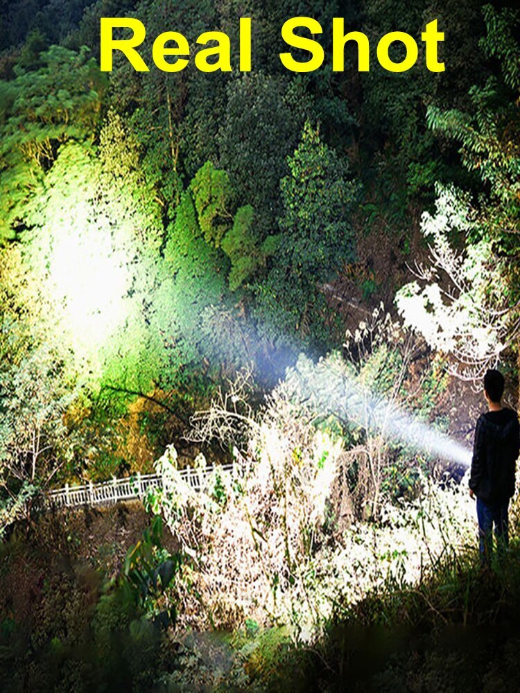 100000LM LED Flashlight Tactical Flash light Waterproof Camping Hand Light USB