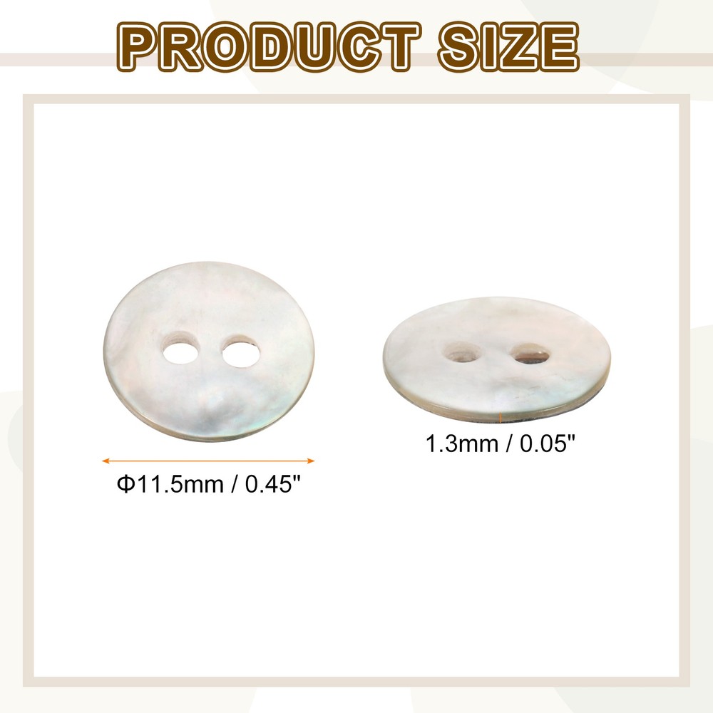 10pcs Pearl Shell Buttons 0.45" Round Shell Sewing Button for Cloth Craft