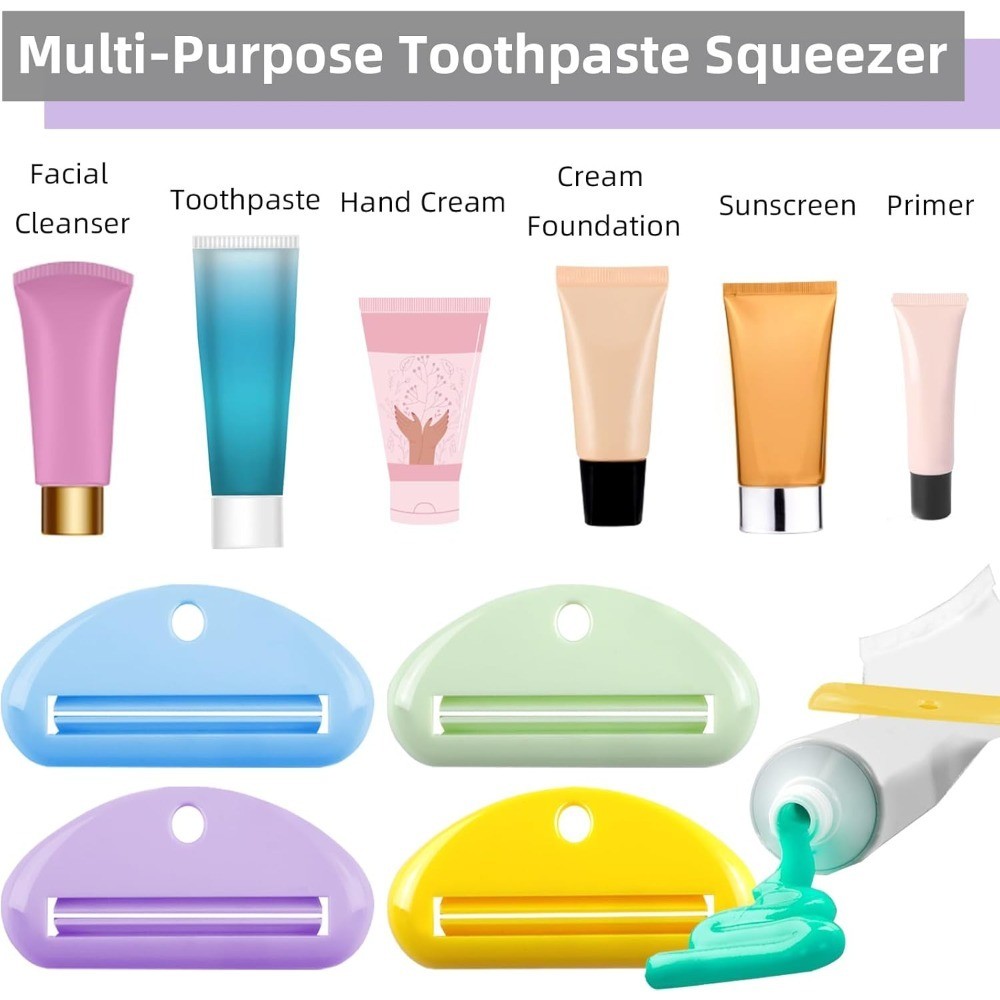 Toothpaste Tube Squeezer 4Pcs Plastic Toothpaste Dispenser Hanging Toothpaste