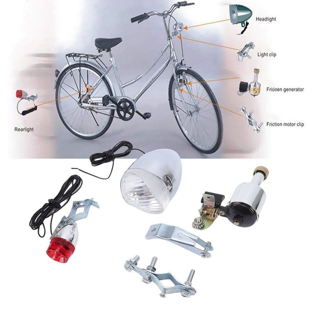 Low Power Consumption Bicycle Lighting Kit Generator Headlight Tail Light Set
