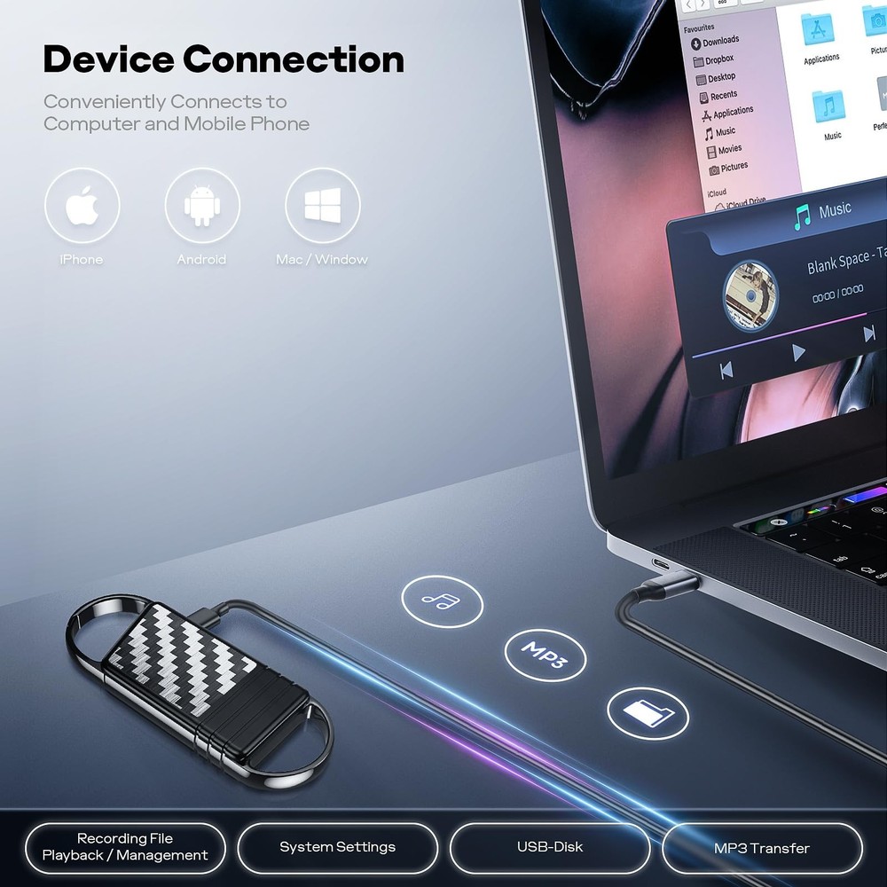 128GB (9800Hours) Voice Activated Recorder with Playback - Tallkcoder Dictaph...