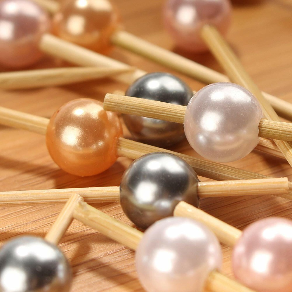 3.9" Decorative Pearl End Pick Skewers