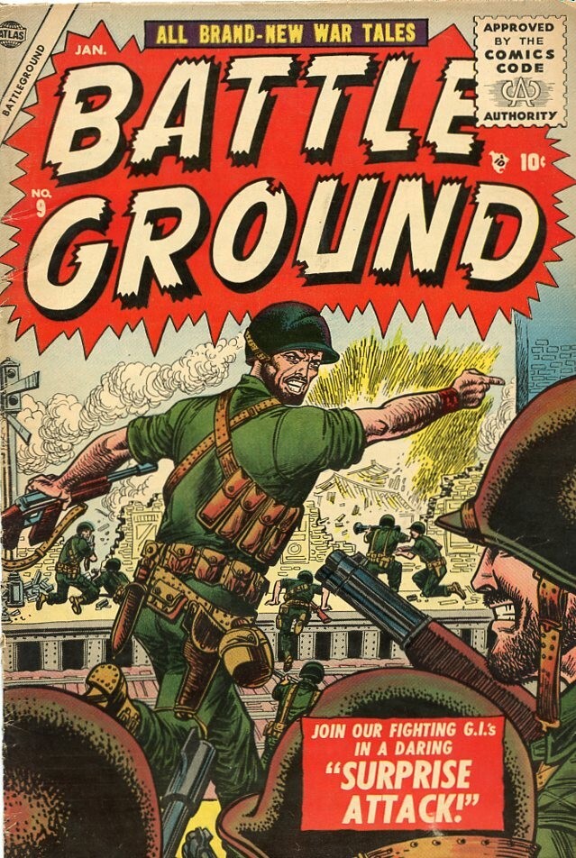 Official Mag Corp Comics Code Battle Ground #9 1956 Comic Book VG- 3.5
