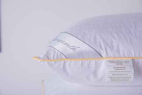 Goose Down Feather Soft Pillows Queen Size One Pack 100% Cotton Supportive Co...