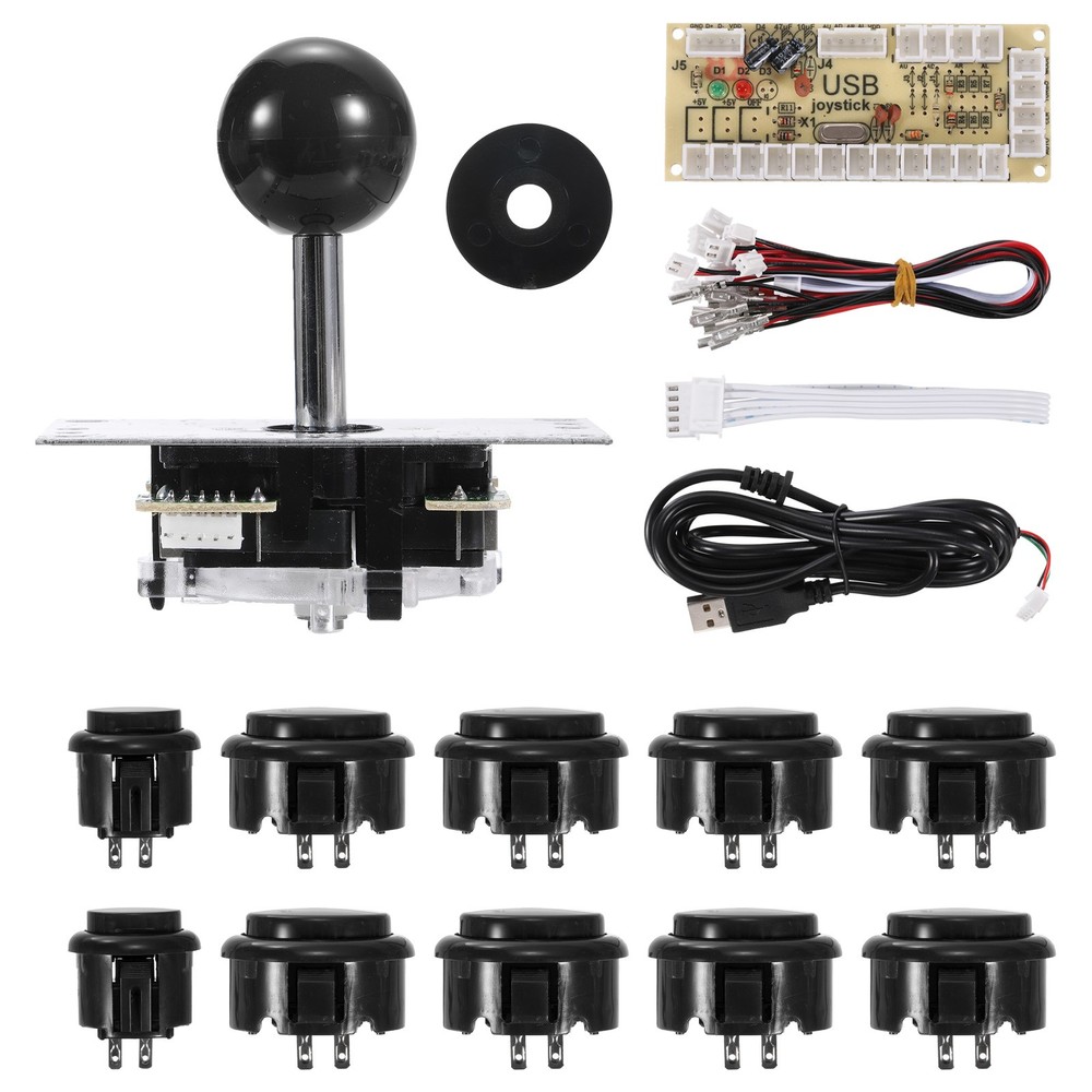 DIY PC Joystick Kit ABS 5 Pin for PC Classic Arcade Black
