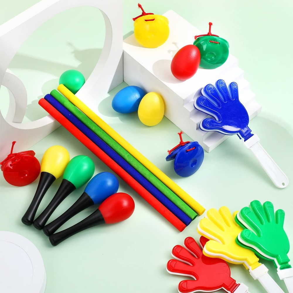 120 Pcs Musical Instruments Learning Percussion Toy Include 24 Plastic Egg Sh...
