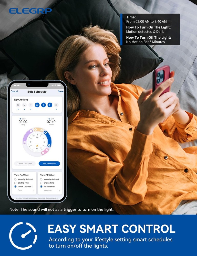 Smart Motion Sensor Switch, 2.4GHz Wi-Fi 3 Way Light Switch Compatible with A...