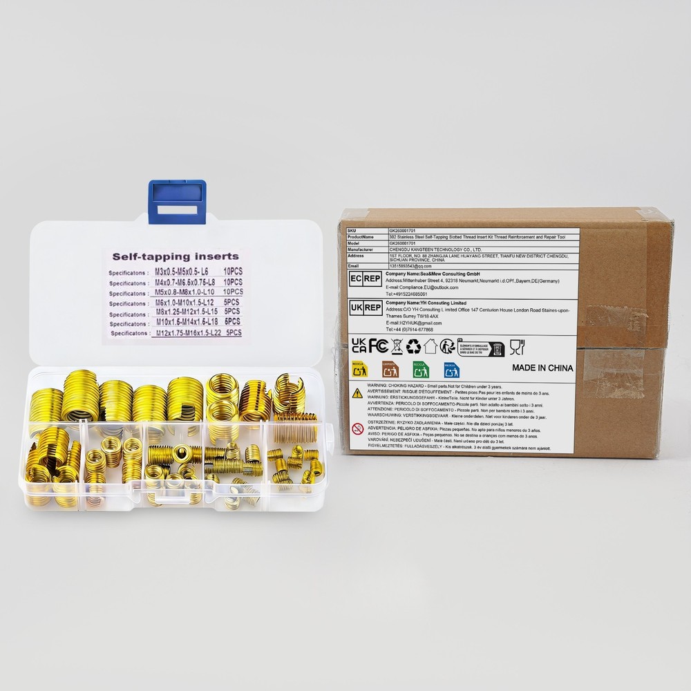 50Pcs Self Tapping Thread Inserts Set, Thread Reinforce Repair Tool Gold