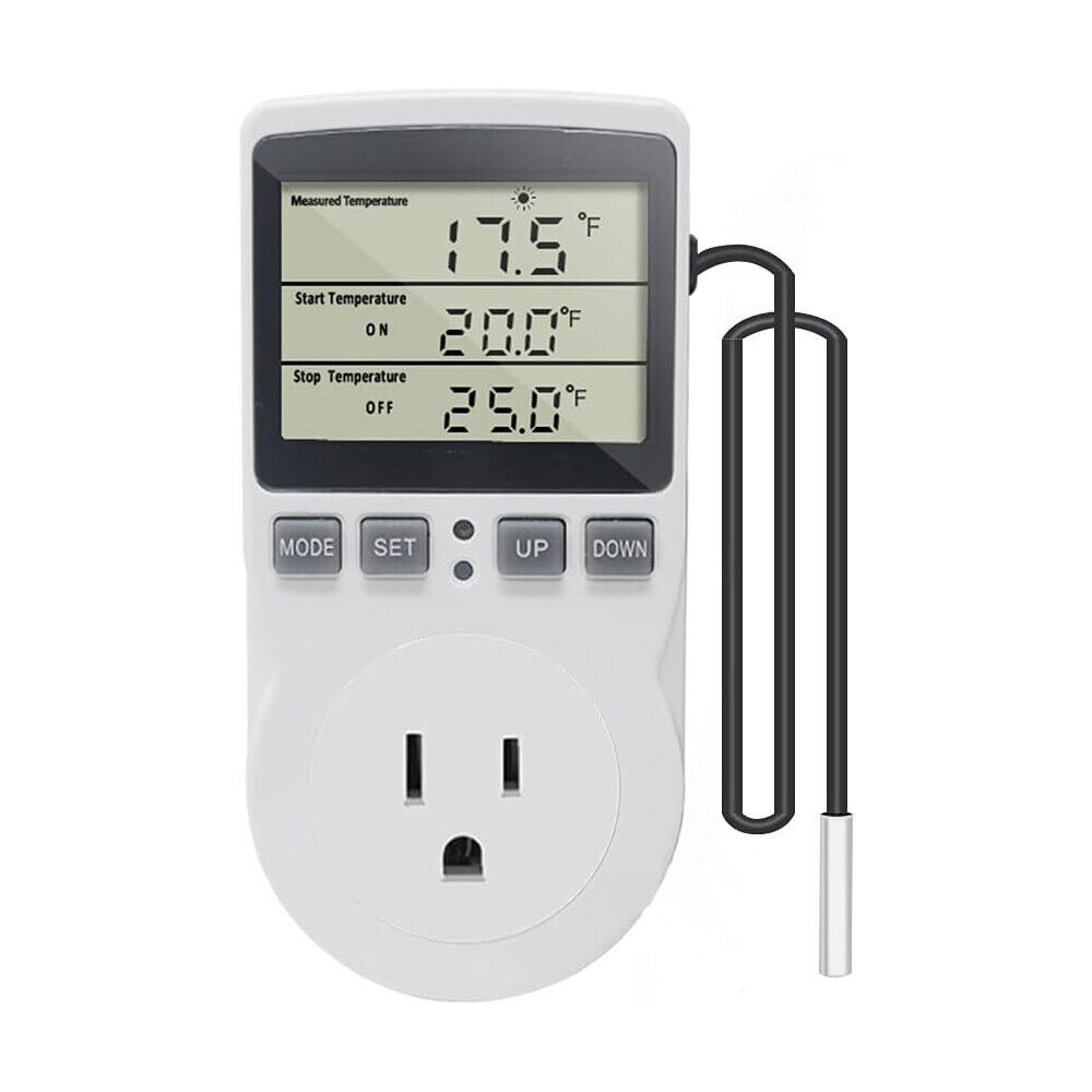Digital Thermostat Heating Cooling Temperature Controller Outlet Plug w/ Probe