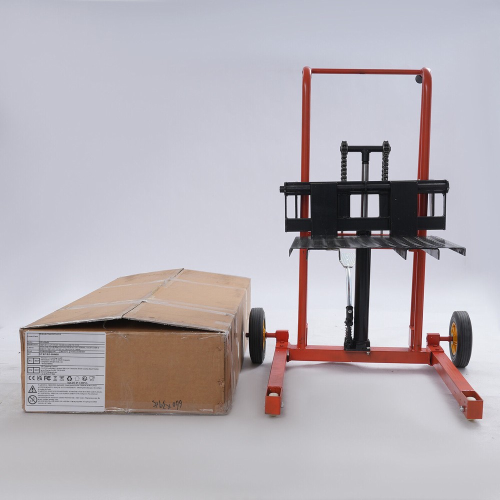 577lbs Hydraulic Material Lift Winch Stacker Adjustable Hight Pallet Dolly Lift