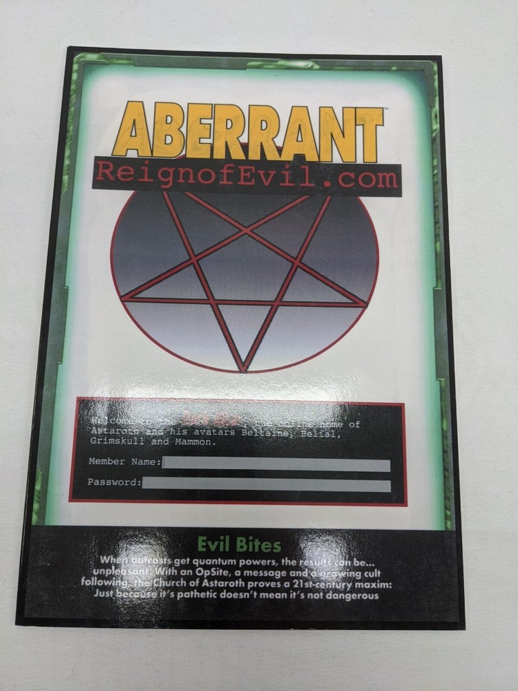 Abberant Reign Of Evil RPG Sourcebook White Wolf Games