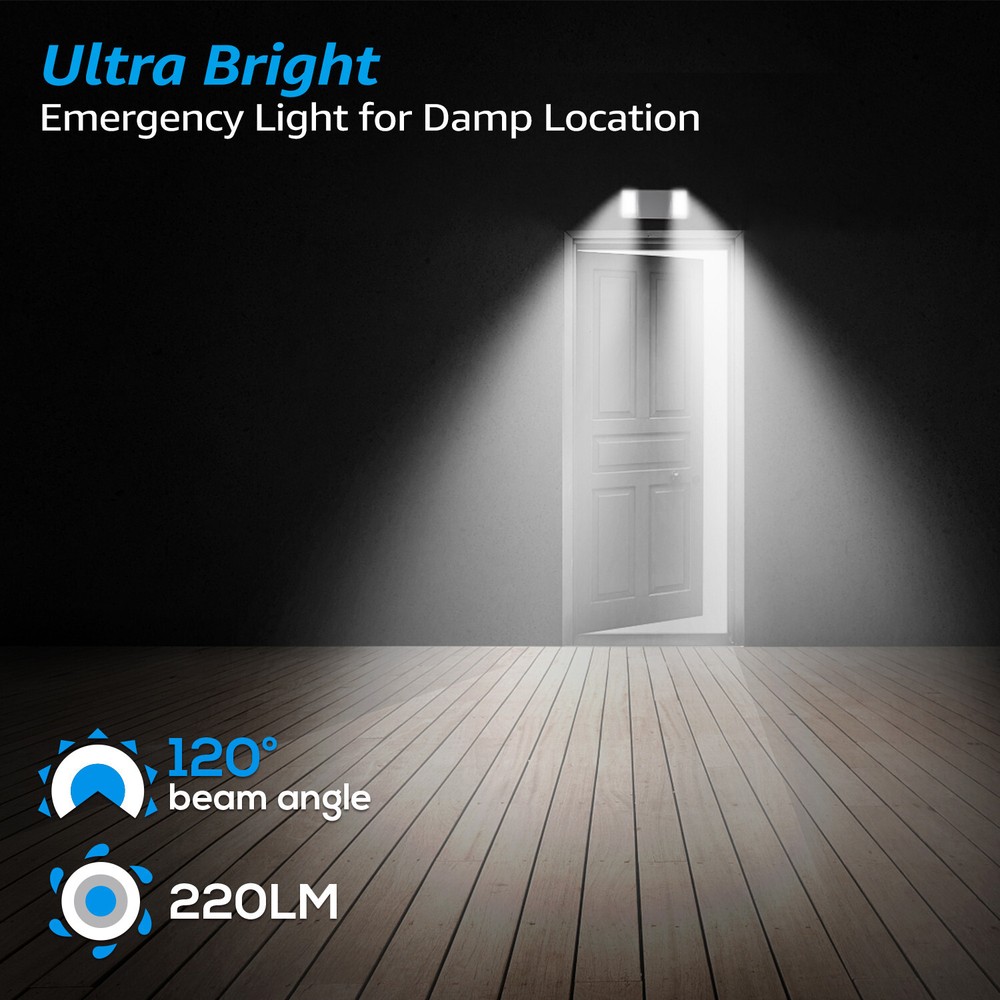 4-Pack LED Emergency Exit Light Fixtures, Two LED Square Heads, Off White